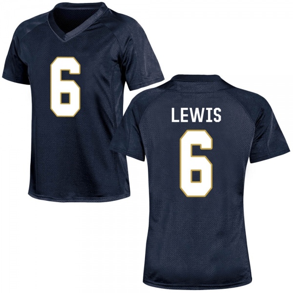 Clarence Lewis Notre Dame Fighting Irish NCAA Women's #6 Navy Blue Game College Stitched Football Jersey RAE5255ST